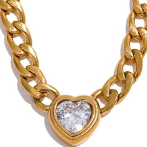 18 k  Gold plated heart cubic zirconia necklace